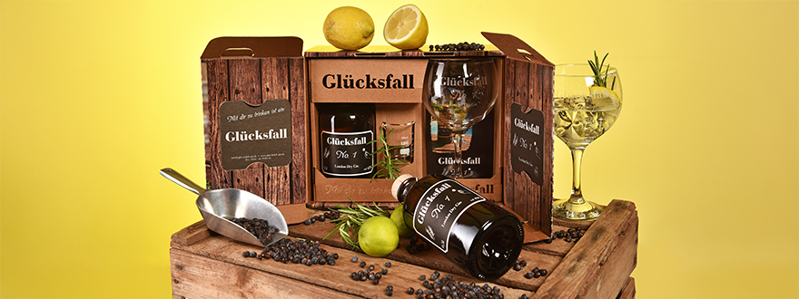 Fotorealistischer Druck für All-in-One Gin-Verpackung